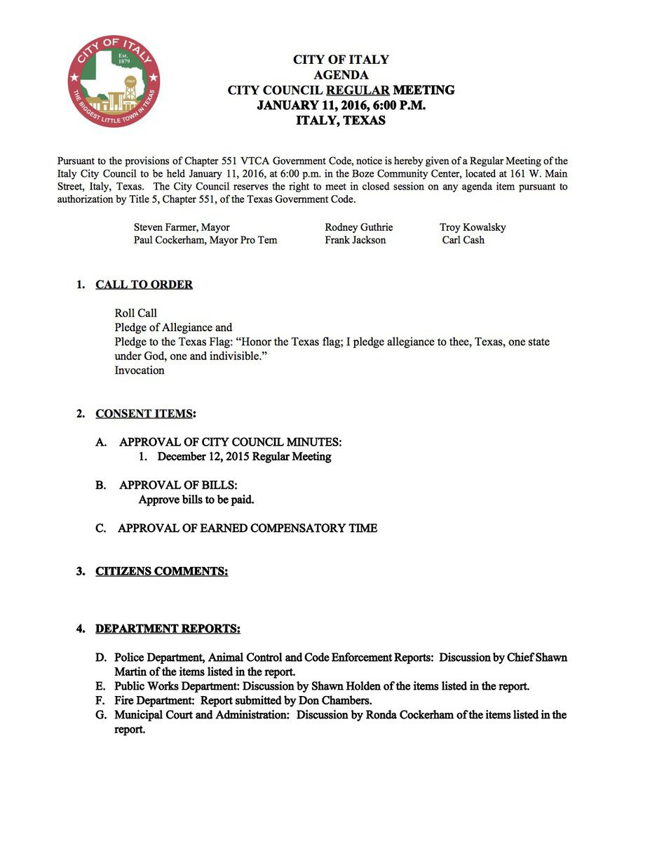 Image: Agenda – page 1