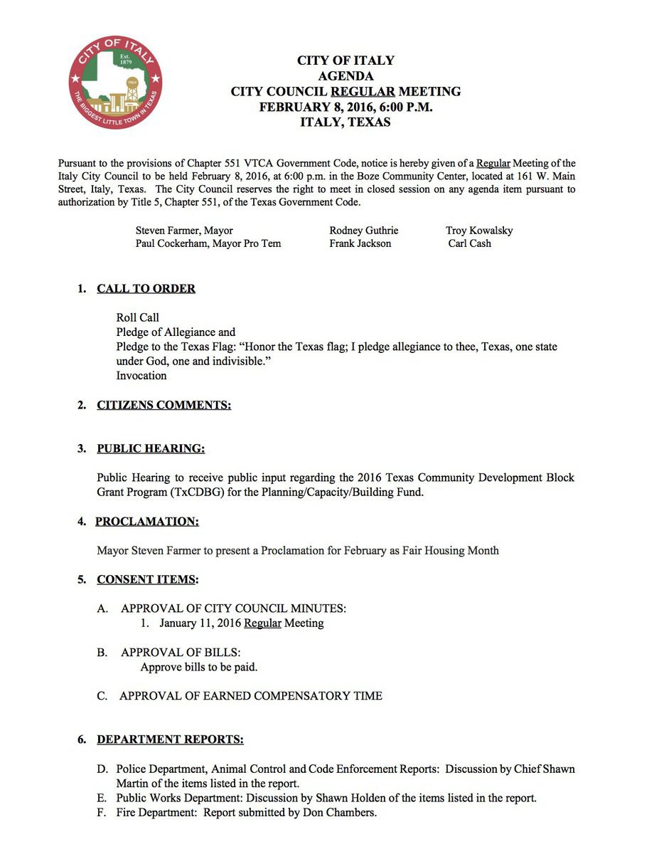 Image: Agenda – page 1