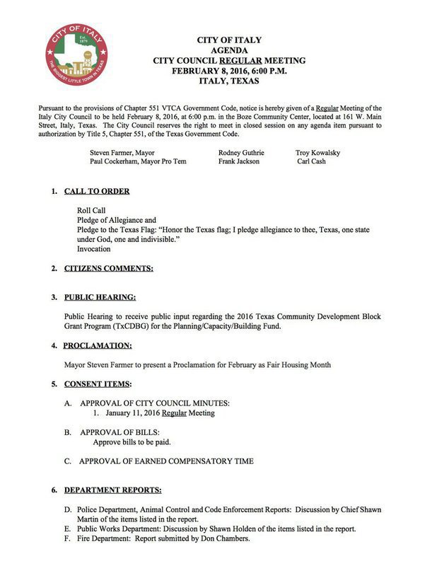 Image: Agenda – page 1
