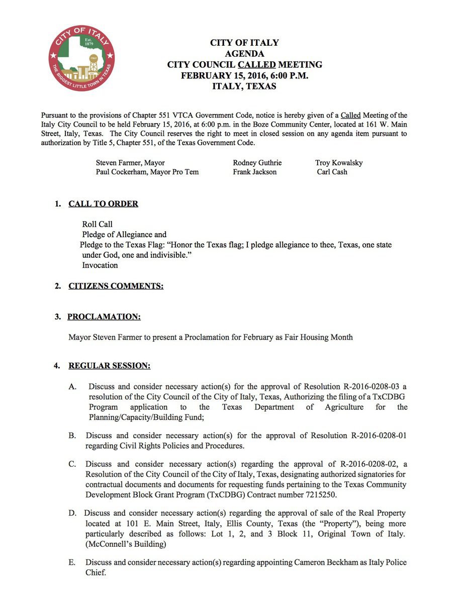 Image: Agenda – page 1