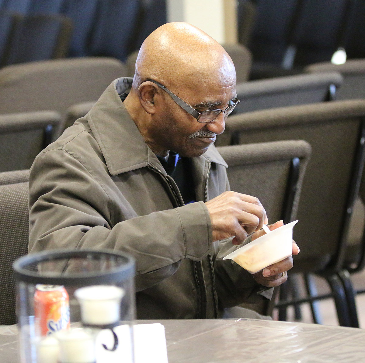 Image: James Isaac makes sure he gets all that good stuff at the bottom at the bowl.