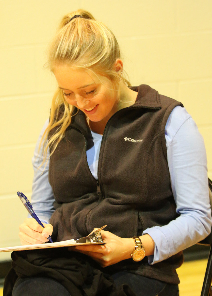 Image: Hannah Washington kept stats for the Gladiators this season and was all smiles with with Italy claiming the district championship.