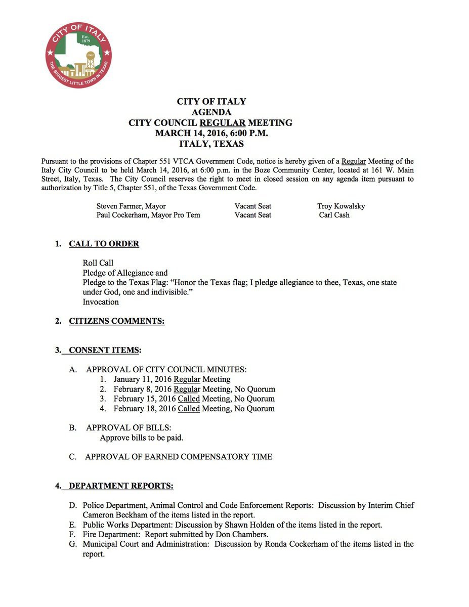 Image: Agenda – page 1