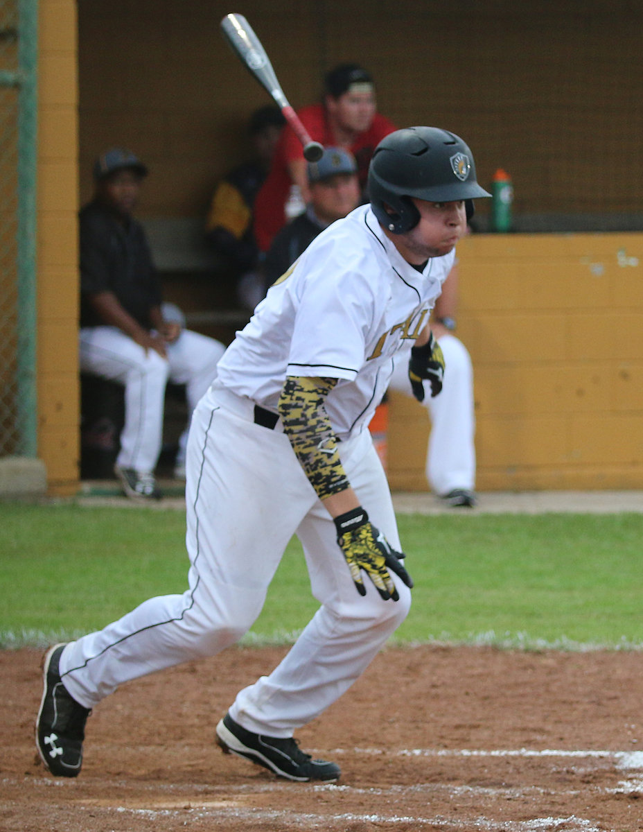 Image: With the game tied 1-1 in the bottom of the third, Austin Crawford(20) starts a 6-run rally for the Gladiators to help lead Italy to victory!