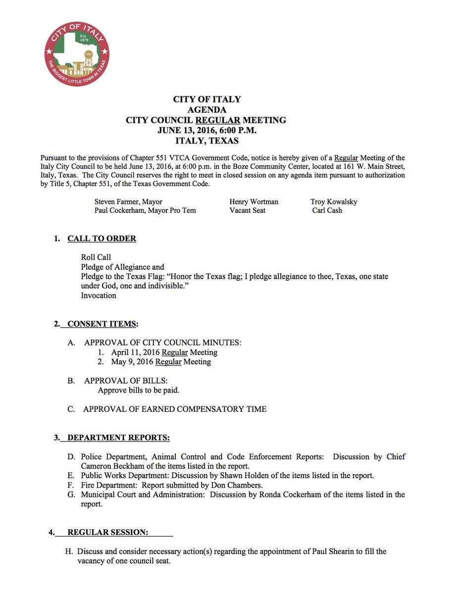 Image: Agenda – page 1