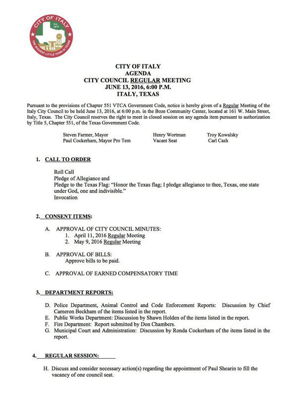 Image: Agenda – page 1