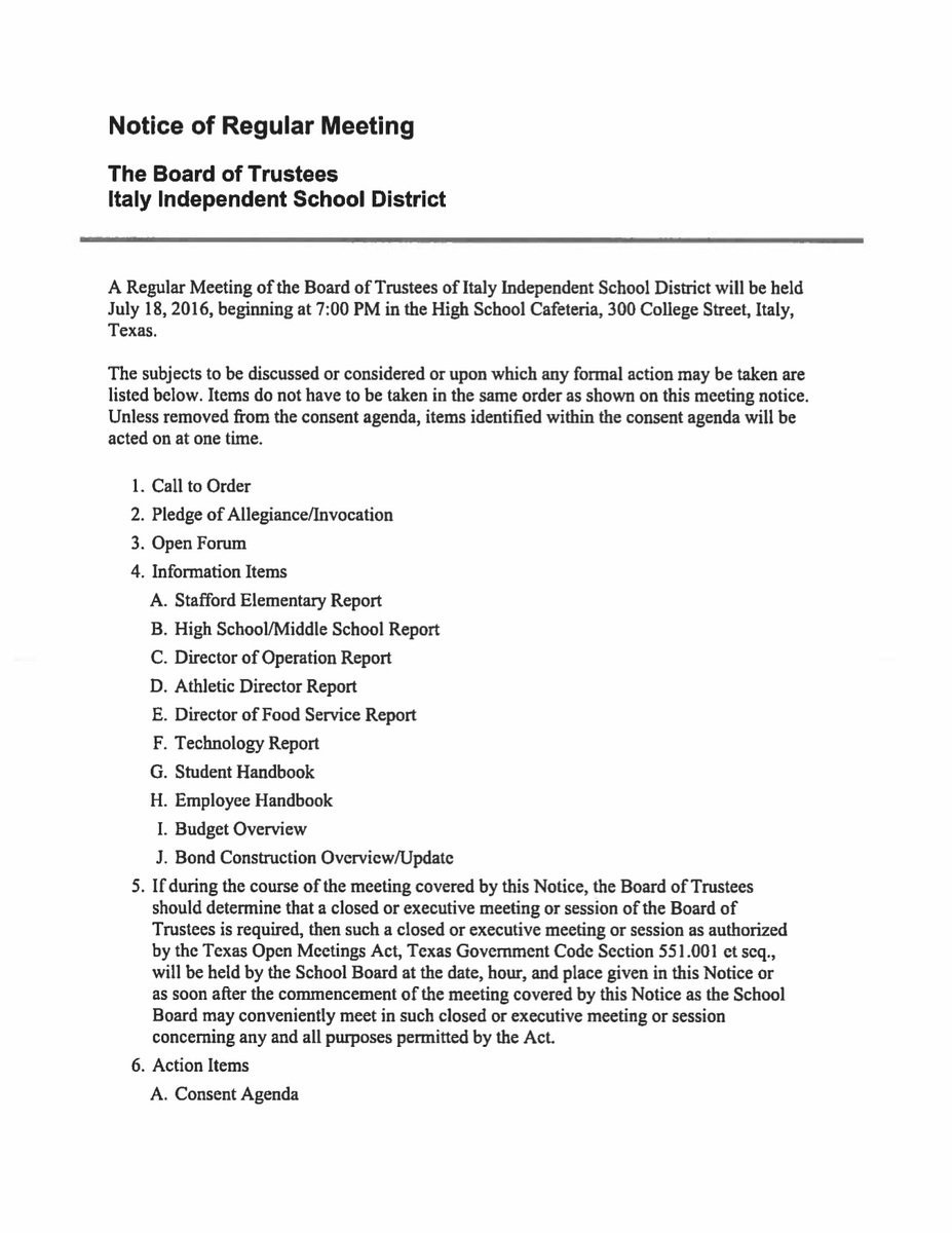 Image: Regular Meeting Agenda – pg 1