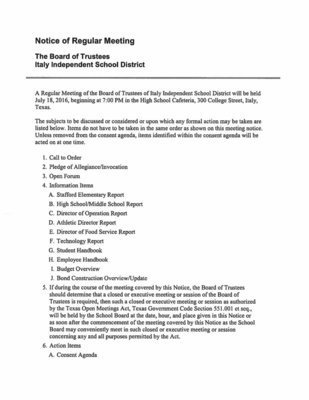 Image: Regular Meeting Agenda – pg 1