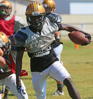 Image: Chasston WIlson #1 starts the workout off right with two elusive runs for sizable gains during Italy Gladiator Football’s annual Gold and White Scrimmage on Saturday.