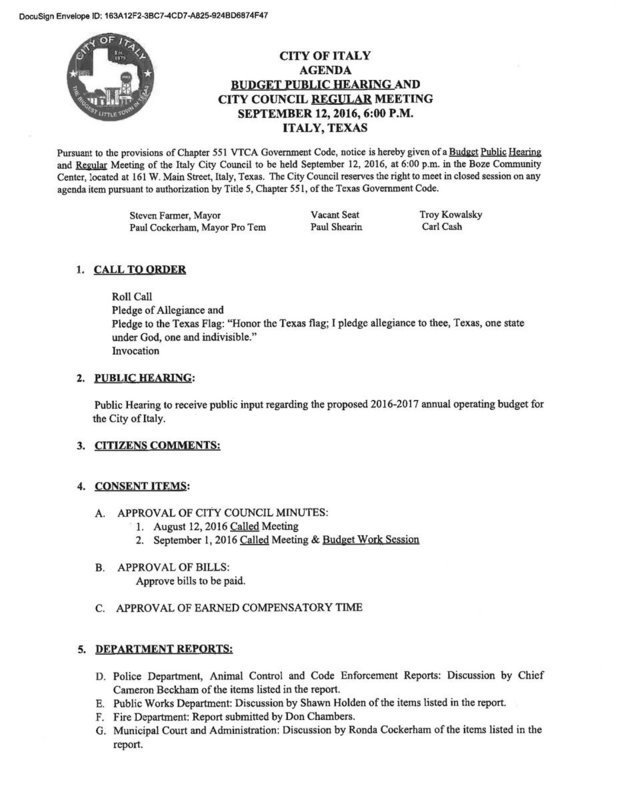 Image: Agenda – page 1