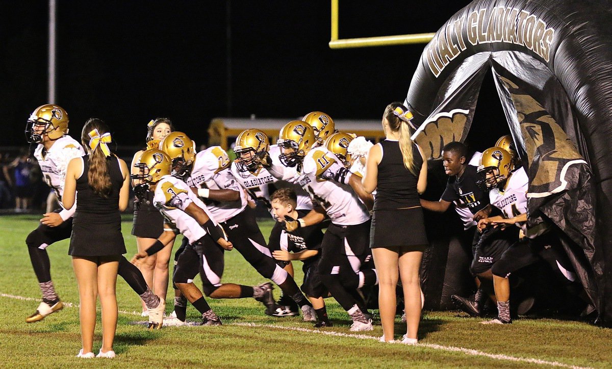 Image: Here come your Gladiators for the start of the second-half….along with Jack and Julius!