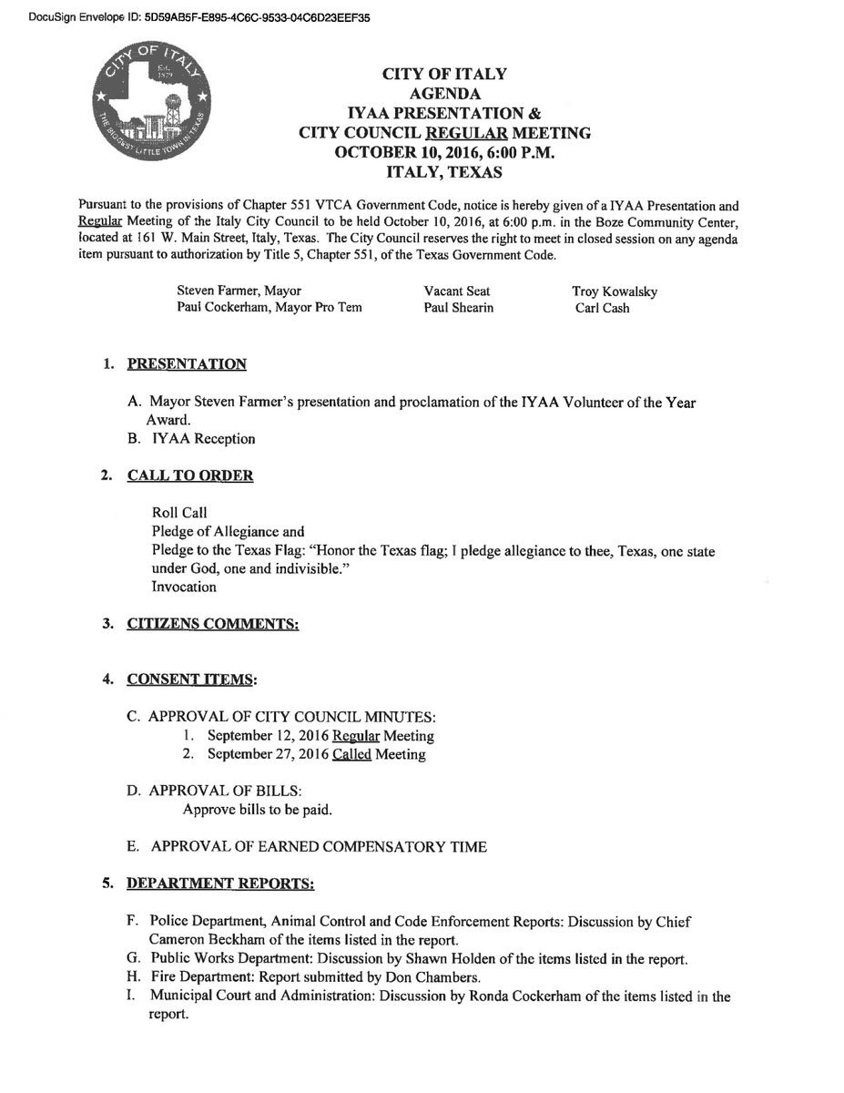 Image: Agenda – pg 1