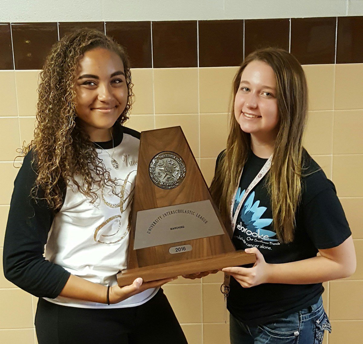 Image: Pictured: Drum Majors Vanessa Cantu and Rachel Huskins